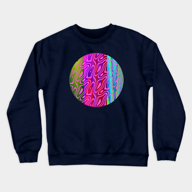 Silhouette Circle Abstract Ripple Pink Green Red Blue Teal Crewneck Sweatshirt by Mazz M